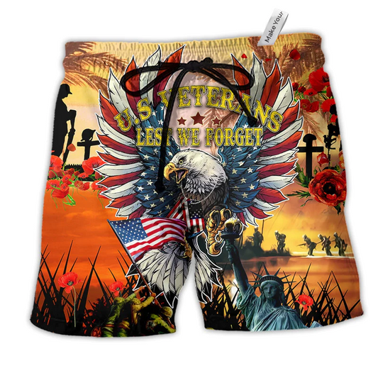 Beach Short / Adults / S America Veterans Lest We Forget - Beach Short Reefox - Owls Matrix LTD