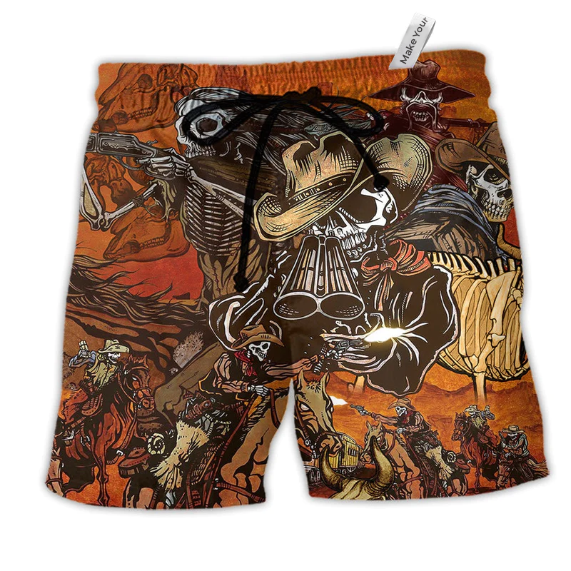 Beach Short / Adults / S Cowboy Skull War Classic - Beach Short Reefox - Owls Matrix LTD
