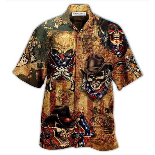 Hawaiian Shirt / Adults / S Cowboy Skull America Vintage Style - Hawaiian Shirt - Reefox