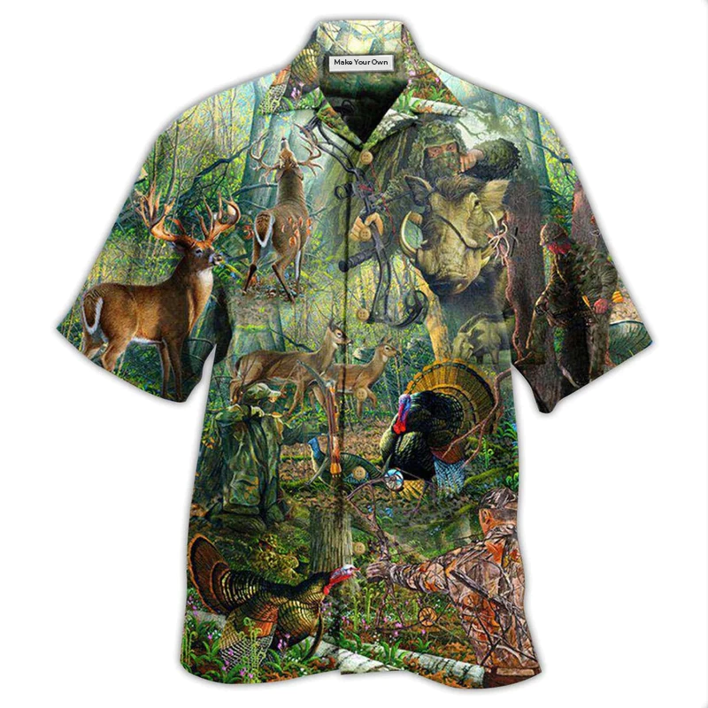 Hawaiian Shirt / Adults / S Hunting The Man The Myth The Hunting Legend Forest - Hawaiian Shirt - Reefox
