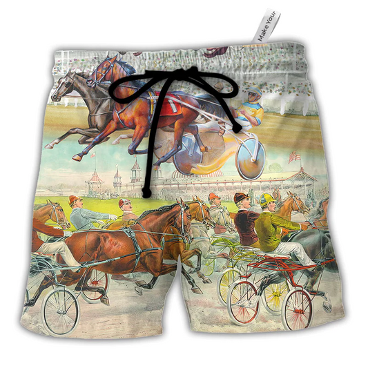 Harness Racing Horse Racing Road Horse Lover - Beach Short Reefox - Owls Matrix LTD