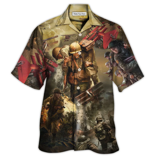 Hawaiian Shirt / Adults / S Veteran War And Peace With Strong Style - Hawaiian Shirt - Reefox