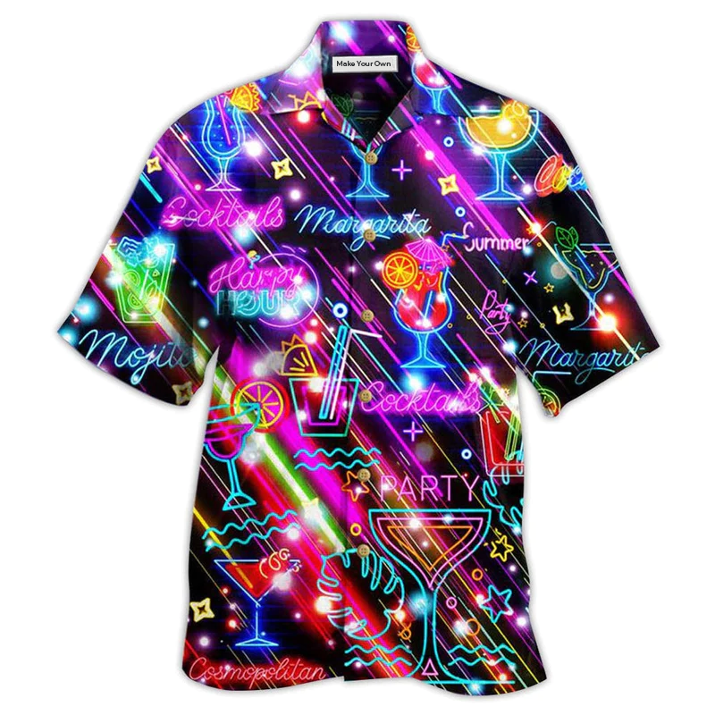 Hawaiian Shirt / Adults / S Cocktail Happy Hour Neon Style Amazing - Hawaiian Shirt - Reefox