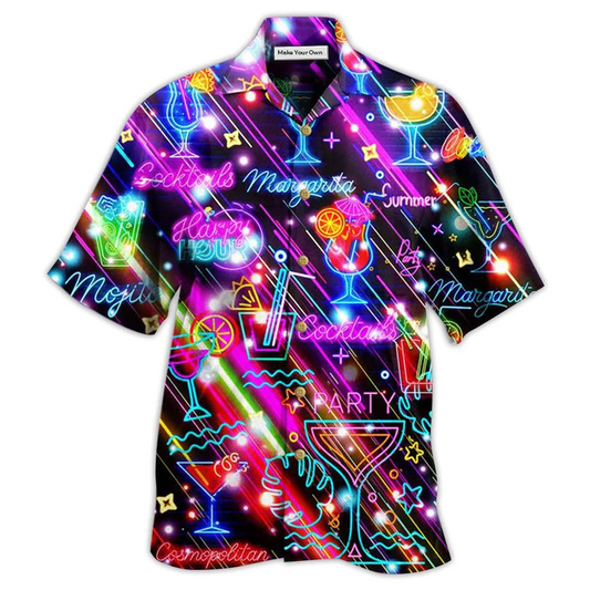 Hawaiian Shirt / Adults / S Cocktail Happy Hour Neon Style Amazing - Hawaiian Shirt - Reefox