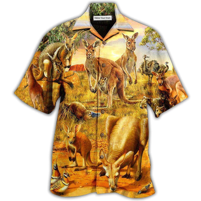 Hawaiian Shirt / Adults / S Kangaroo Animals My Spirit Animal Is A Cute Kangaroo - Hawaiian Shirt - Reefox