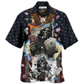 Hawaiian Shirt / Adults / S Poker Skull Flame US Flag Independence Day - Hawaiian Shirt - Reefox