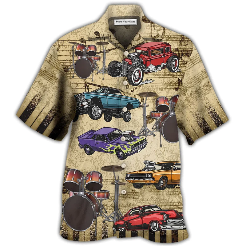 Hawaiian Shirt / Adults / S Car I Like Muscle Cars And Drums - Hawaiian Shirt - Reefox