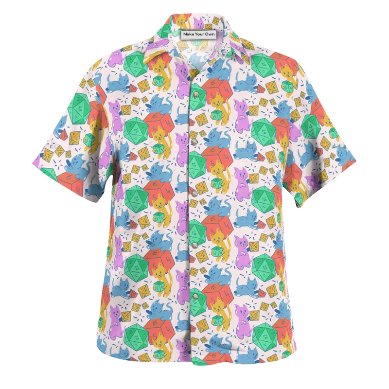 DnD Cat Cute Rolling Dice - Hawaiian Shirt - Reefox