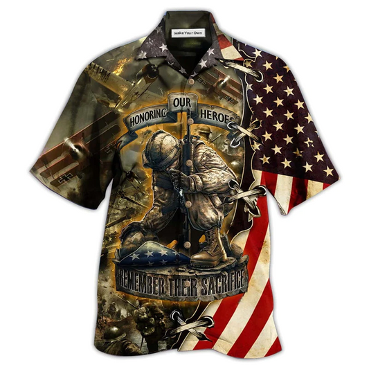 Hawaiian Shirt / Adults / S Veteran Honoring Our Heros With Dark Style - Hawaiian Shirt - Reefox