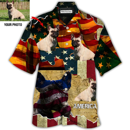 Hawaiian Shirt / Adults / S French Bulldog America Sunset Custom Photo - Hawaiian Shirt - Reefox