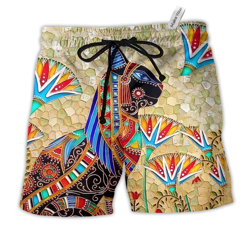 Beach Short / Adults / S Hippie Egypt Cat Amazing Style - Beach Short Reefox - Owls Matrix LTD