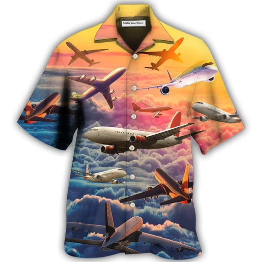 Airplane Let Your Dreams Take Flight Style - Hawaiian Shirt - Reefox