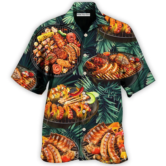 Hawaiian Shirt / Adults / S BBQ Grilled Tropical Leaf Style - Hawaiian Shirt - Reefox