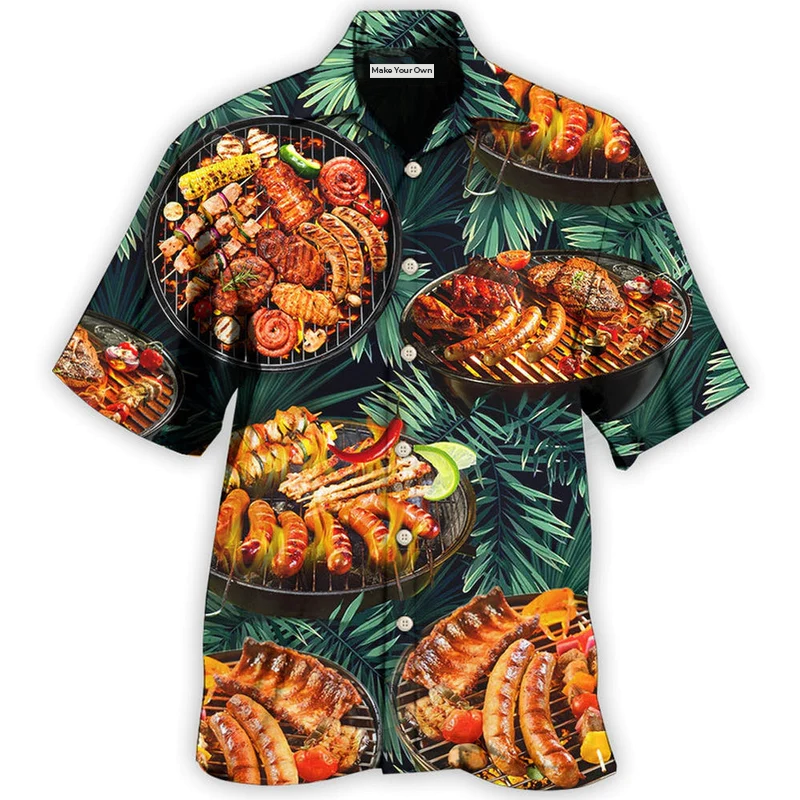 Hawaiian Shirt / Adults / S BBQ Grilled Tropical Leaf Style - Hawaiian Shirt - Reefox