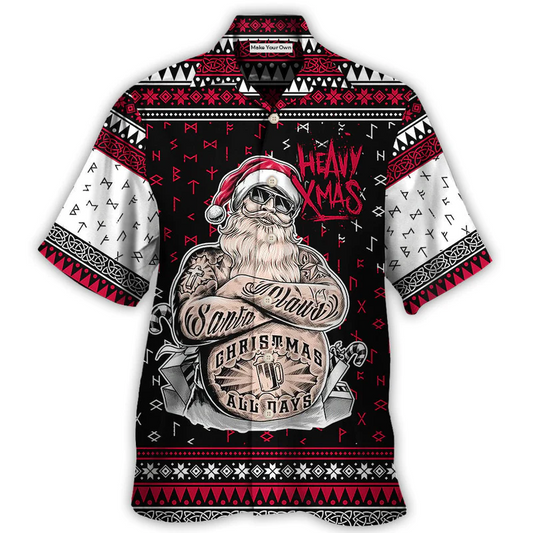 Hawaiian Shirt / Adults / S Christmas Tattoo Santa Funny Merry Xmas - Hawaiian Shirt - Reefox