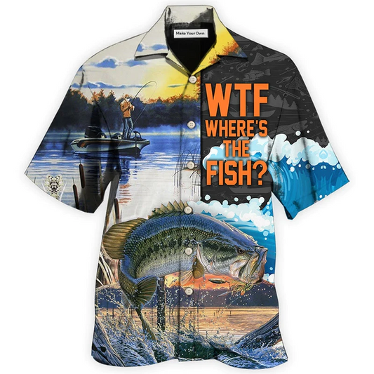 Hawaiian Shirt / Adults / S Fishing We’re Going Fishing Where's The Fish - Hawaiian Shirt - Reefox