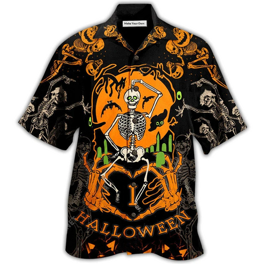 Hawaiian Shirt / Adults / S Halloween Dancing Skeleton So Scared - Hawaiian Shirt - Reefox
