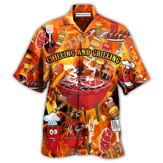 Hawaiian Shirt / Adults / S Food Hot Chilling and Grilling BBQ Party - Hawaiian Shirt - Reefox