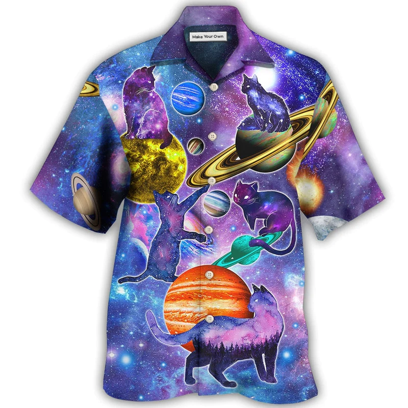 Hawaiian Shirt / Adults / S Cat Love Galaxy Colorfull - Hawaiian Shirt - Reefox