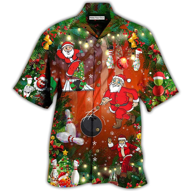 Hawaiian Shirt / Adults / S Bowling Do You Wanna Solo Bowling With Santa Claus Christmas - Hawaiian Shirt - Reefox