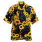 Hawaiian Shirt / Adults / S Black Cat Love Sunflower - Hawaiian Shirt - Reefox
