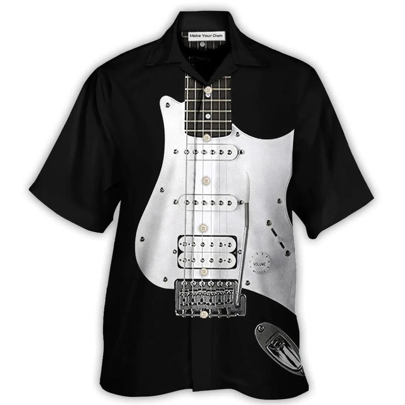 Hawaiian Shirt / Adults / S Guitar Black Electric Guitar - Hawaiian Shirt - Reefox