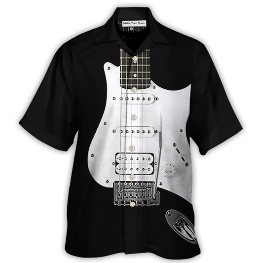 Hawaiian Shirt / Adults / S Guitar Black Electric Guitar - Hawaiian Shirt - Reefox