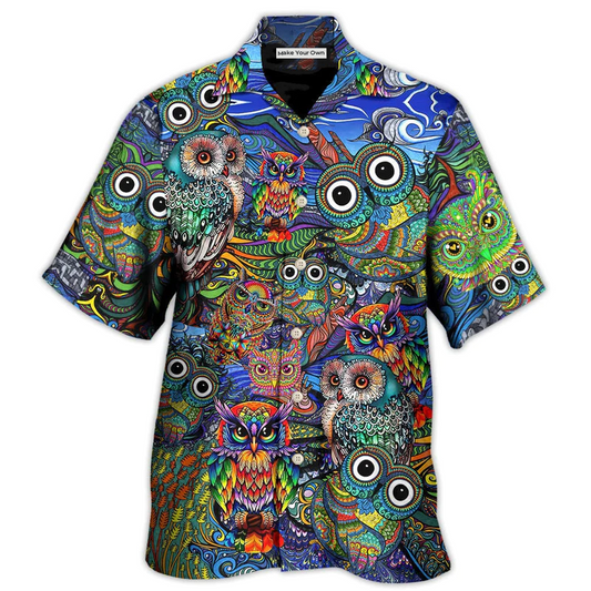 Hawaiian Shirt / Adults / S Hippie Owls Peace Life Mix Color Nice Style - Hawaiian Shirt - Reefox