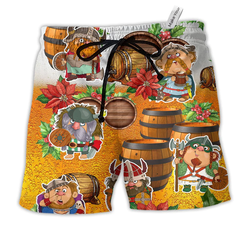Beach Short / Adults / S Viking Loves Beer Funny Christmas Style - Beach Short Reefox - Owls Matrix LTD