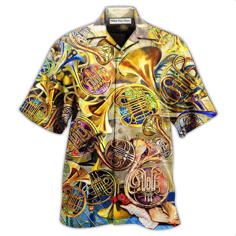 Hawaiian Shirt / Adults / S French Horn Music Is Life Itself - Hawaiian Shirt - Reefox