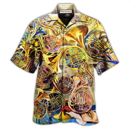 Hawaiian Shirt / Adults / S French Horn Music Is Life Itself - Hawaiian Shirt - Reefox