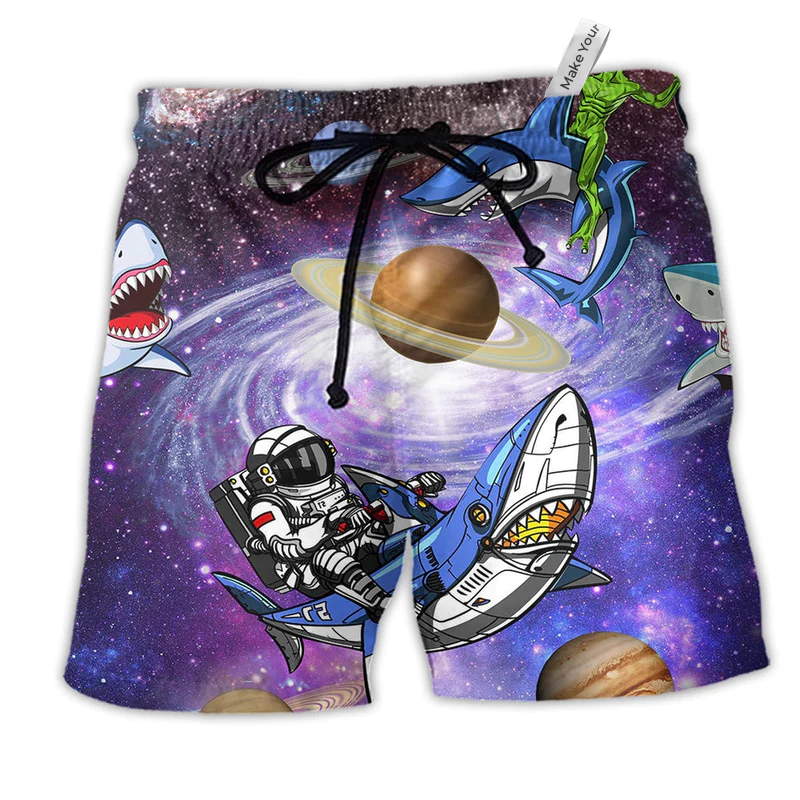 Beach Short / Adults / S Shark Alien Space With Magic Color - Beach Short Reefox - Owls Matrix LTD