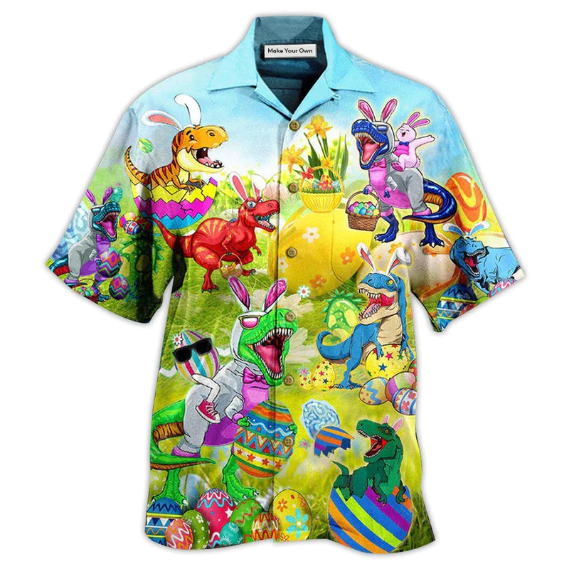 Hawaiian Shirt / Adults / S Easter Dinosaurs T-Rexes Wanna Joint Eggs - Hawaiian Shirt - Reefox