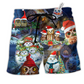 Beach Short / Adults / S Owl Love Christmas Happy So Cute So Cool - Beach Short Reefox - Owls Matrix LTD