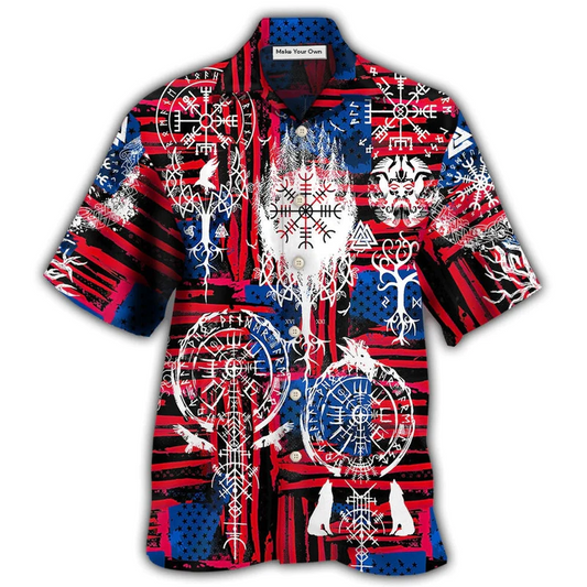 Hawaiian Shirt / Adults / S Viking Independence Day Compass Vegvisir - Hawaiian Shirt - Reefox