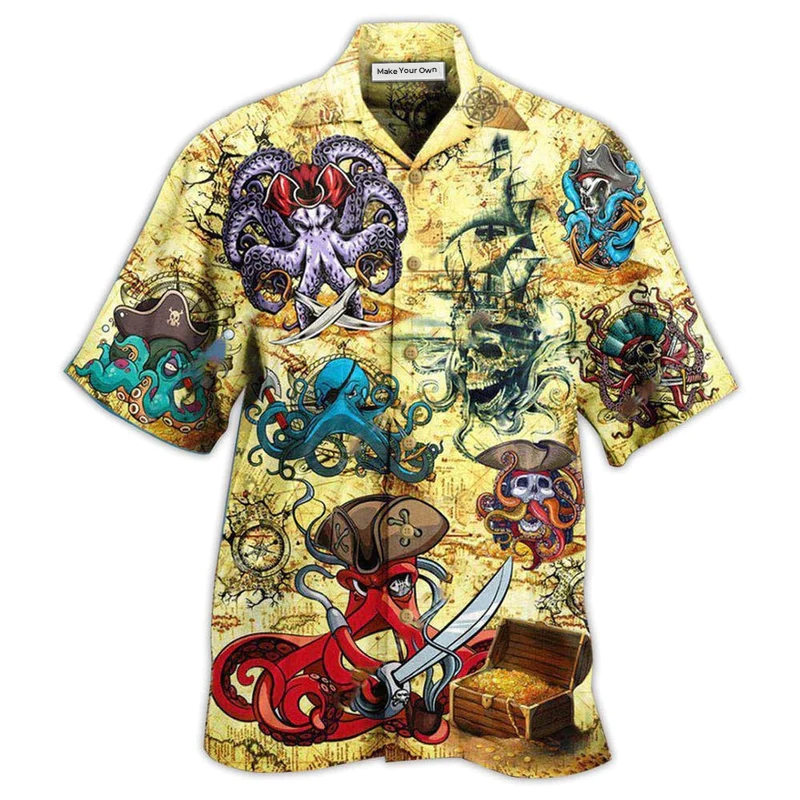 Hawaiian Shirt / Adults / S Octopus Pirate Funny - Hawaiian Shirt - Reefox