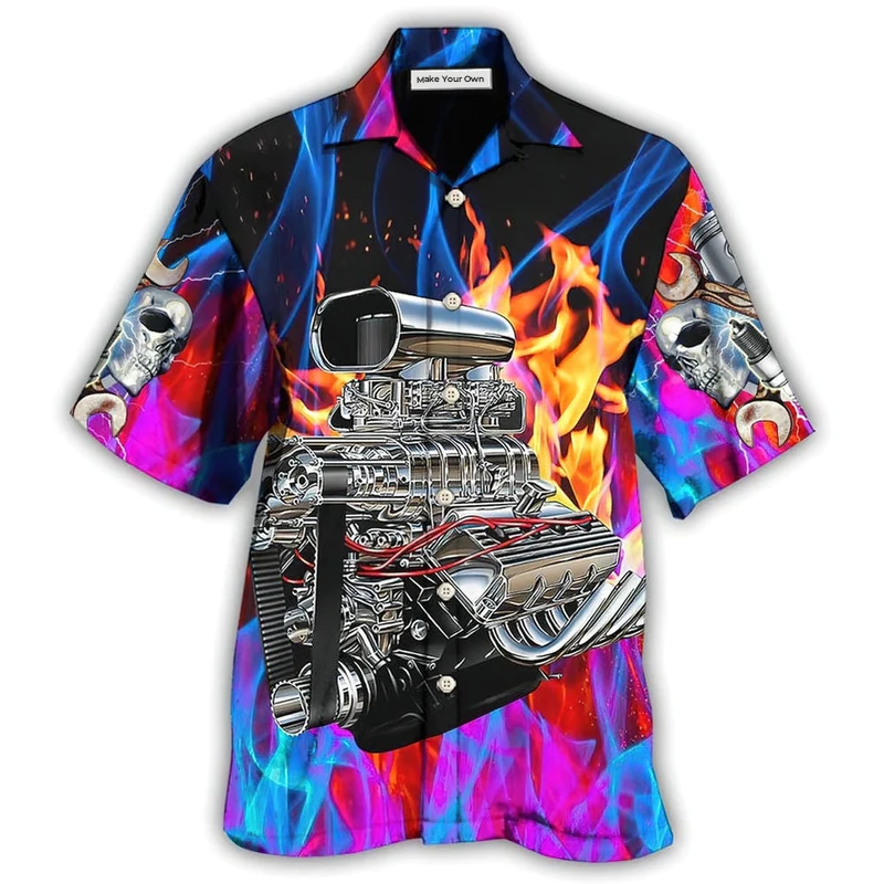 Hawaiian Shirt / Adults / S Hot Rod Amazing Colorful Flame - Hawaiian Shirt - Reefox