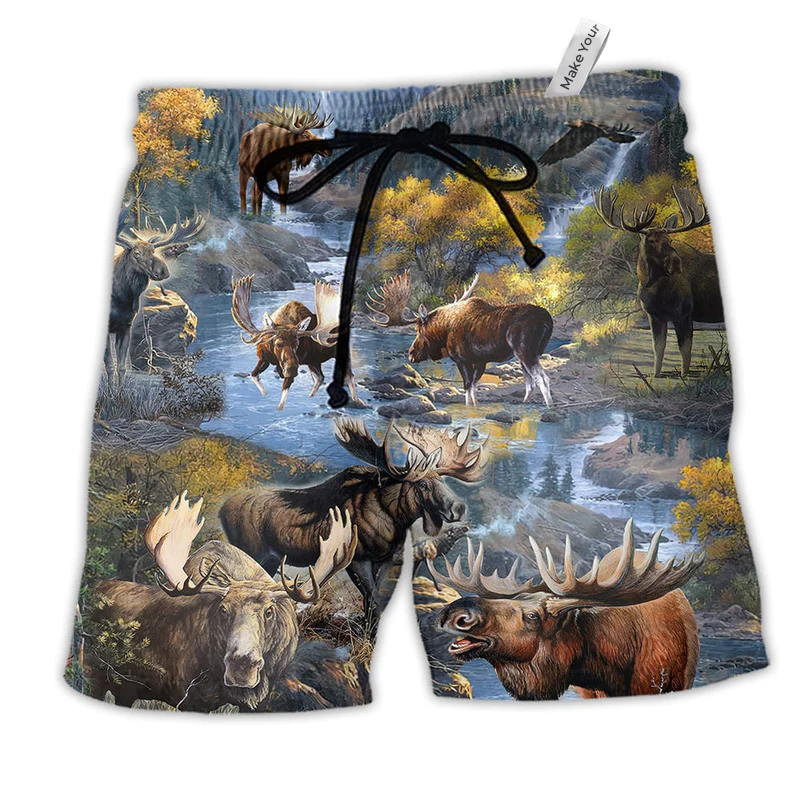 Beach Short / Adults / S Moose Make Me Happy - Beach Short Reefox - Owls Matrix LTD