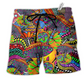Beach Short / Adults / S Hippie Peaceful Life Color Style - Beach Short Reefox - Owls Matrix LTD