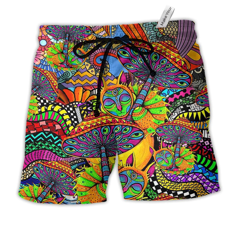 Beach Short / Adults / S Hippie Peaceful Life Color Style - Beach Short Reefox - Owls Matrix LTD