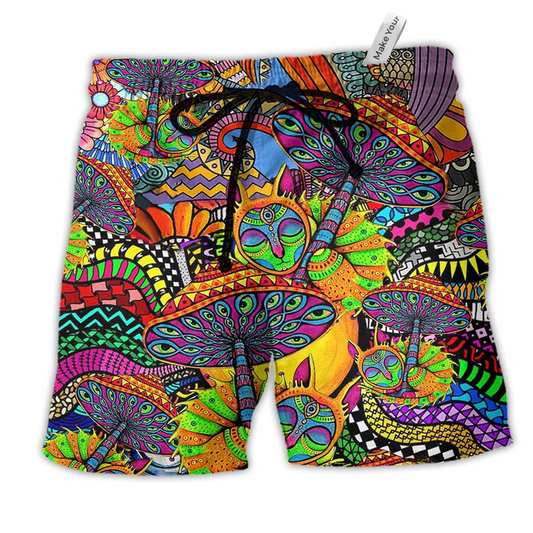 Beach Short / Adults / S Hippie Peaceful Life Color Style - Beach Short Reefox - Owls Matrix LTD