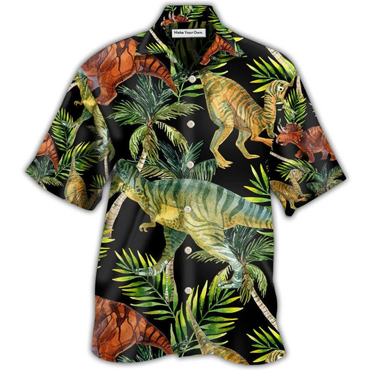 Hawaiian Shirt / Adults / S Dinosaur In Tropical Jungles - Hawaiian Shirt - Reefox