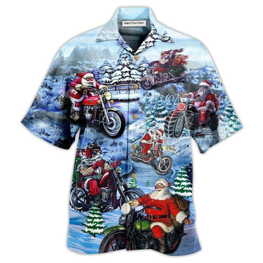 Hawaiian Shirt / Adults / S Christmas Driving With Santa Claus Merry Christmas - Hawaiian Shirt - Reefox