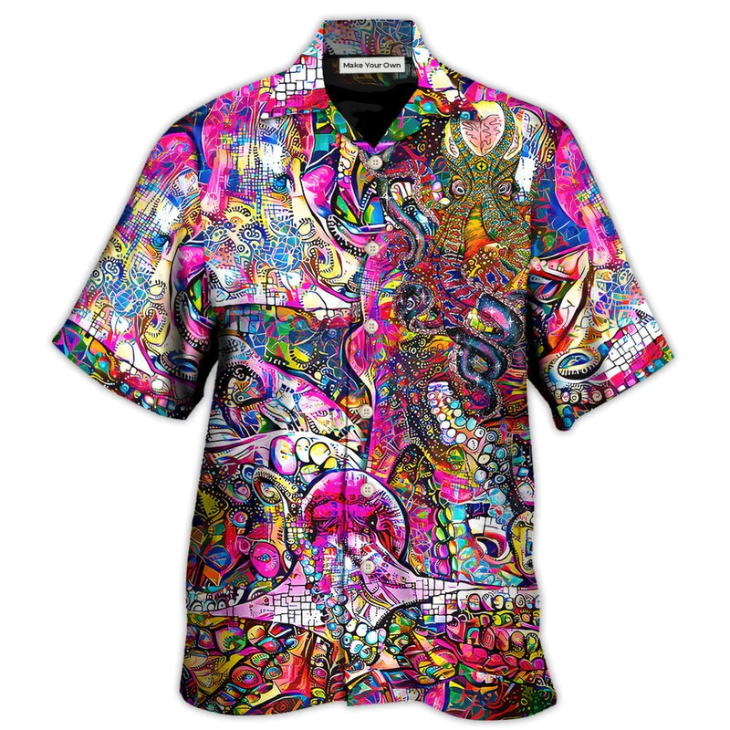 Hawaiian Shirt / Adults / S Octopus in Whimsical Modern Psychedelics - Hawaiian Shirt - Reefox