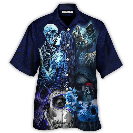 Skull Death Love In Heart - Hawaiian Shirt - Reefox