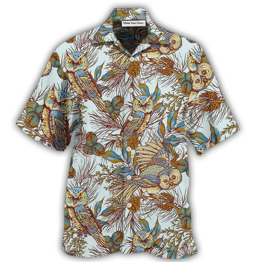 Hawaiian Shirt / Adults / S Owl Vintage Leaf Style - Hawaiian Shirt - Reefox