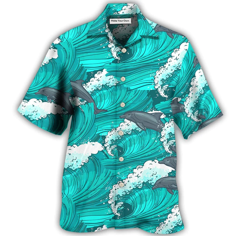 Hawaiian Shirt / Adults / S Dolphin Loves Fresh Ocean And Summer - Hawaiian Shirt - Reefox
