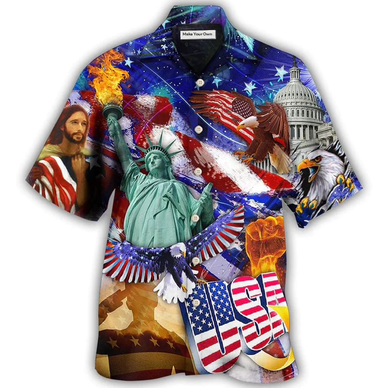 Hawaiian Shirt / Adults / S America Independence Day - Hawaiian Shirt - Reefox