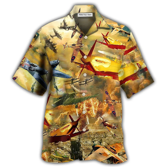 Combat Aircraft Fly Sky Fire - Hawaiian Shirt - Reefox