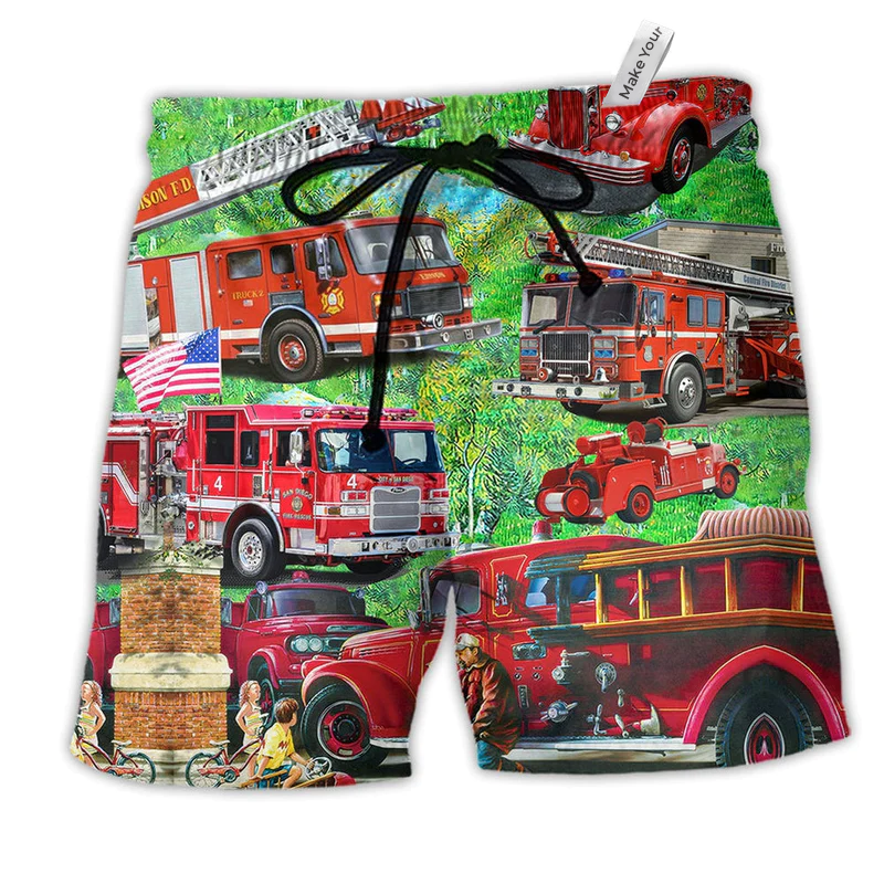 Beach Short / Adults / S Firefighter Brave Just Like My Daddy - Beach Short Reefox - Owls Matrix LTD